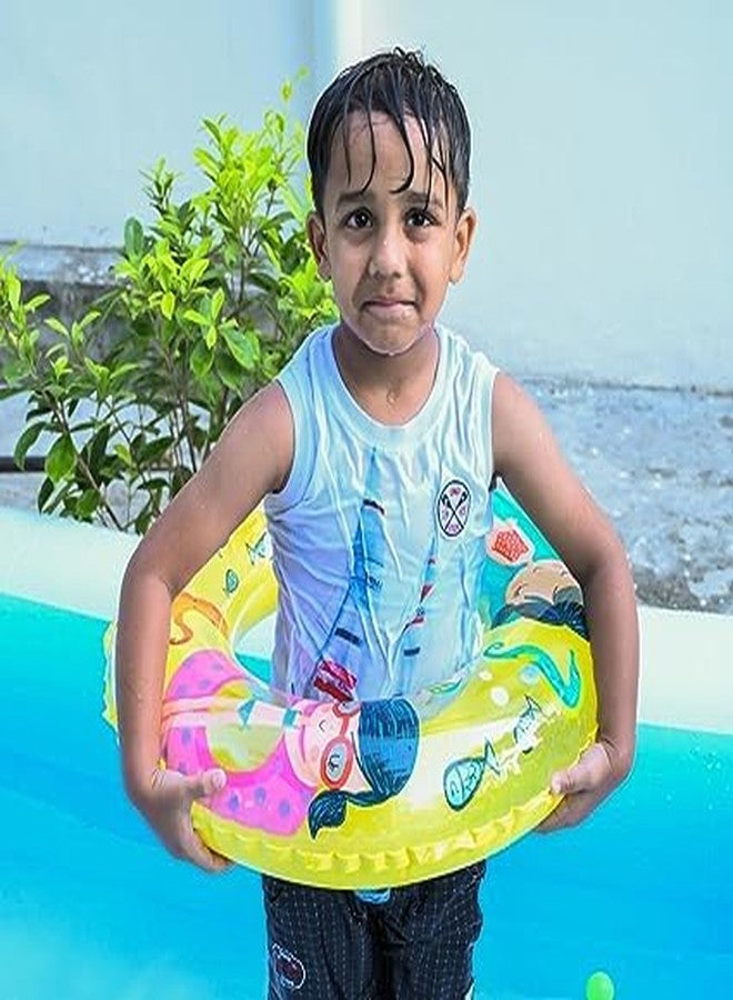 Zonoxo Cartoon Print Inflatable Swim Ring Floating Tube Cartoon Design Tube for Swimming Pool/Beach for Kids 3-10 Years Pack of 1(Yellow Color) - Image 4